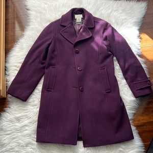 LL Bean Wool Plum Single Breasted Women’s Peacoat